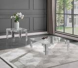Casper Contemporary End Table with Clear Glass Top and Stylish Acrylic Feet for Elegant Living Spaces