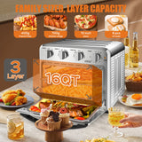 【USED】 16QT Air Fryer Toaster Oven, Convection Air Fryer Toaster Countertop Oven, with Bake, Toast, Broil and Warm Functions, Stainless Steel Electric Hot Oven Combo for Healthy Meals