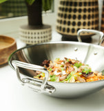 Mauviel M'COOK 5-Ply Wok With Rack, Two Cast Stainless Steel Handles, 12.6-In