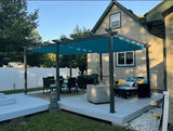 PURPLE LEAF Outdoor Pergola with Retractable Canopy Aluminum Shelter for Beach Porch Garden Shade Pavilion Pergola with Curtains