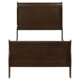 Louis Philippe Wood Twin Sleigh Bed Cappuccino