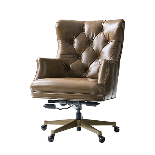 Jacinto Genuine Leather Office Chair-CAMEL