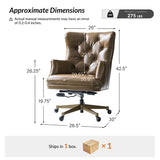 Jacinto Genuine Leather Office Chair-CAMEL
