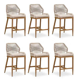 PURPLE LEAF Outdoor Bar Stool Set of 6, Wicker Chairs Bar Chairs with Cushion, All-Weather Patio Furniture kitchen stools