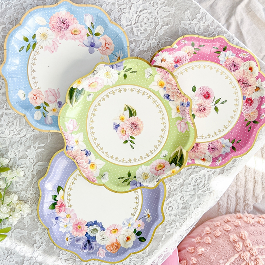 Tea Time Party 9 Inch Premium Paper Plates Set 16