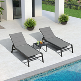 PURPLE LEAF Outdoor Aluminum Chaise Lounge with Wheels and Side Table for Outdoor Backyard Poolside
