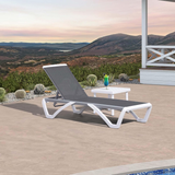 PURPLE LEAF Patio Chaise Lounge Chair Outdoor Plastic Textilene Sun Bathing Recliner Tanning Pool Lounger with 6 Adjustable Position for Outside Beach in-Pool Lawn Poolside