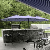 PURPLE LEAF Table Umbrella Double Sided Rectangular Patio Market Umbrella with Base