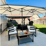 PURPLE LEAF Double-Sided Market Umbrella Large Rectangular Patio Umbrellas with Base