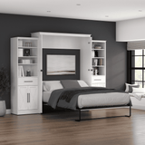 Queen Murphy Bed and Closet Organizers with Doors and Drawers (119W) | KWS099WT