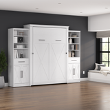 Queen Murphy Bed and Closet Organizers with Doors and Drawers (119W) | KWS099WT