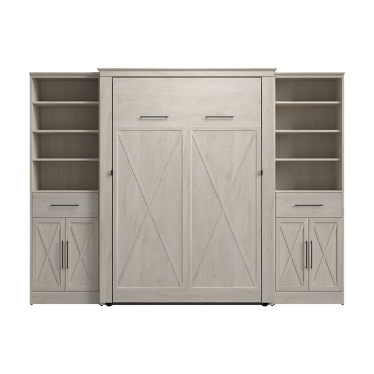 Full Murphy Bed and Closet Organizers with Doors and Drawers (113W) | KWS100LW