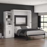 Murphy Bed with Storage Tower Pure White Oak, Queen Siz