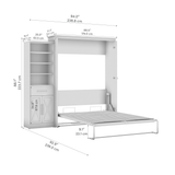 Murphy Bed with Storage Tower Pure White Oak, Queen Siz
