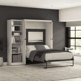 Murphy Bed with Storage Tower Line White Oak, Full Size