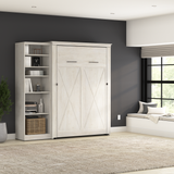 Murphy Bed with Storage Tower Line White Oak, Full Size