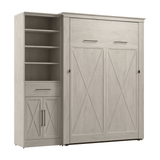 Murphy Bed with Storage Tower Line White Oak, Full Size