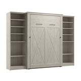 Murphy Bed with Storage Towers Line White Oak, Full Size