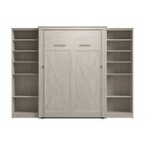 Murphy Bed with Storage Towers Line White Oak, Full Size