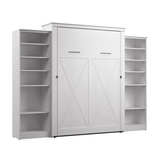 Murphy Bed with Storage Towers Pure White Oak, Queen Size