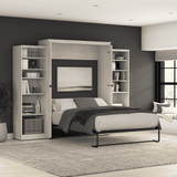Murphy Bed with Storage Towers Line White Oak, Queen Size