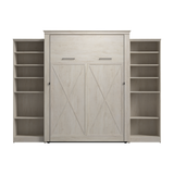 Murphy Bed with Storage Towers Line White Oak, Queen Size