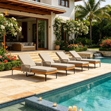 PURPLE LEAF Outdoor Chaise Lounge Patio Lounge Chair Recliner with Side Table and Cushion for Poolside Balcony Backyard