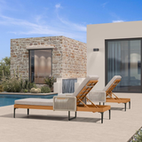 PURPLE LEAF Outdoor Chaise Lounge Patio Lounge Chair Recliner with Side Table and Cushion for Poolside Balcony Backyard
