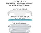 10-Piece Glass Food Storage Containers with Airtight Locking Lids (5 Containers + 5 Lids)