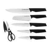 6-Piece Knife Set - High Carbon Stainless Steel Kitchen Knives with Ergonomic Handles, Blade Guards
