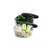 4 Piece Set (6.55 Cup / 52.4Oz) Round Glass Storage Containers With Lids, Grey