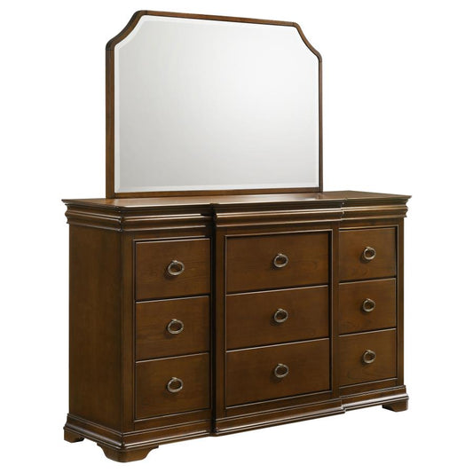 Garland 9-Drawer Bedroom Dresser with Mirror Brown Cherry