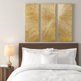 Gold Metallic Modern Sunburst 3-Piece Wall Art Decor Set