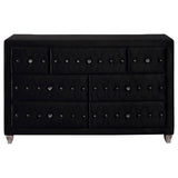 Deanna 7-drawer Upholstered Dresser Black