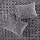 Velvet 3-Piece Quilt Set, Grey