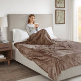 Heated Microlight Plush Electric Bedding Blanket, Brown