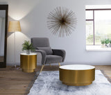 Presley Contemporary End Table with Genuine Marble Top & Brushed Gold Metal Base for Chic Decor