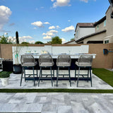 PURPLE LEAF Outdoor Bar Stools Wicker Rattan Bar Stools with Back Aluminum Outside Garden Patio Bar Chairs