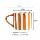 European Striped Ceramic Cup & Saucer Set
