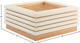 Rory Coffee Table - Contemporary Oak Veneer Design with Stylish Vegan Leather Accents, 39"x39"