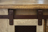 4 Drawer 2 Doors Sofa Table - Antique Solid Pine Wood