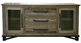 3 Drawer 2 Door Buffet | Loft Brown Pine Wood Collection