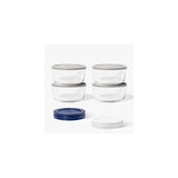 8 Piece Set (6.55 Cup / 52.4Oz) Round Glass Storage Containers With Lids, Blue
