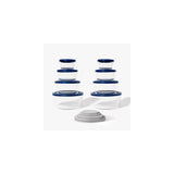 16 Piece Set Round Nesting Glass Storage Containers With Lids, Blue
