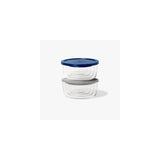 16 Piece Set Round Nesting Glass Storage Containers With Lids, Blue