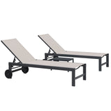 PURPLE LEAF Outdoor Chaise Lounge with Wheels Patio Lounge Chair Recliner