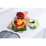 12 Piece Set (2 Cup / 16Oz) Round Glass Storage Containers With Lids, Grey