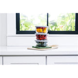 12 Piece Set (2 Cup / 16Oz) Round Glass Storage Containers With Lids, Grey