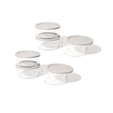 12 Piece Set (4 Cup / 32Oz) Round Glass Storage Containers With Lids, Grey