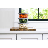 12 Piece Set (4 Cup / 32Oz) Round Glass Storage Containers With Lids, Grey